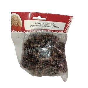 Vintage Fabric Crafts Doll Wig  Brown Long Curly Wig Doll Making & Repair